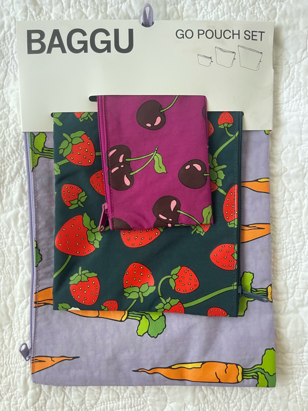 BAGGU Go Pouch Set Cherry Strawberry Carrot